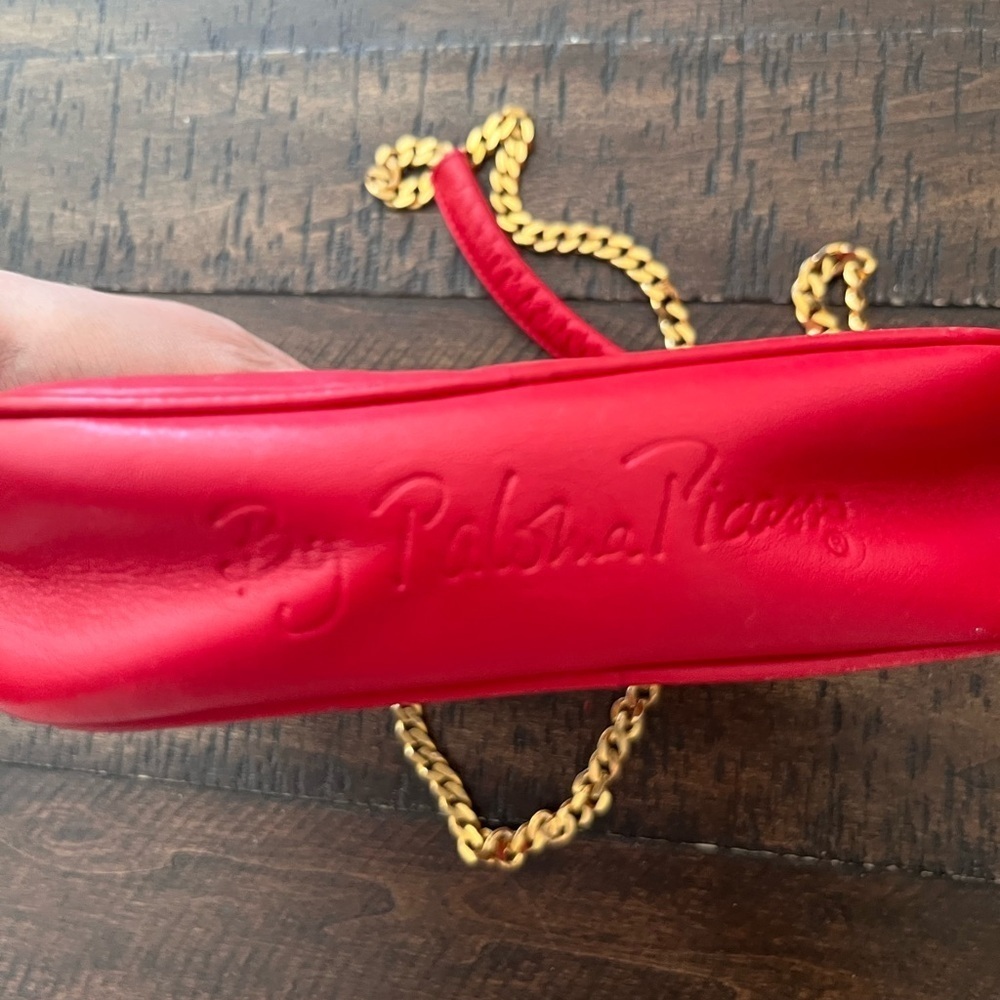 Paloma Picasso Vintage Red Leather Gold Chain Crossbody - Picture 5 of 6